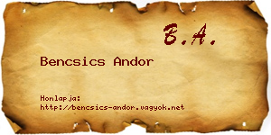 Bencsics Andor névjegykártya
