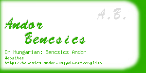 andor bencsics business card